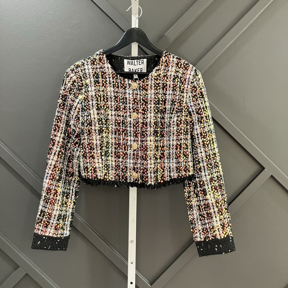 Walter Baker Alessia Tweed Blazer Womens XL Boucle Cropped Jacket